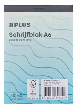 PLUS PLUS Schrijfblok A6 80 vel aanbieding