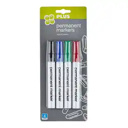 PLUS PLUS Permanent marker vier kleuren aanbieding