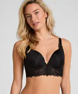 Hunkemoller Hunkemöller Voorgevormde longline push-up beugel bh Jemima Zwart aanbieding
