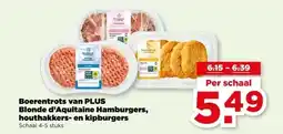 PLUS Boerentrots van PLUS Blonde d'Aquitaine Hamburgers, houthakkers- en kipburgers aanbieding