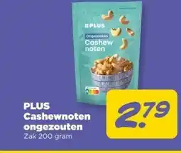 PLUS PLUS Cashewnoten ongezouten aanbieding