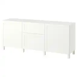IKEA BestÅ Opberger met lades, Pipmakare wit/stubbarp wit, 180x42x74 cm aanbieding