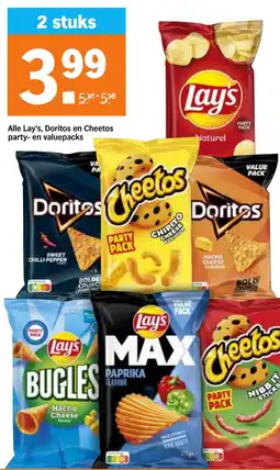 Albert Heijn Alle lay's, doritos en cheetos party en valuepacks aanbieding