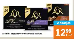 Albert Heijn Alle L'OR capsules voor Nespresso aanbieding