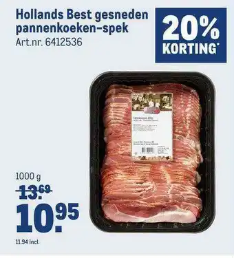 Makro Hollands Best Gesneden Pannenkoeken-Spek 20% Korting aanbieding