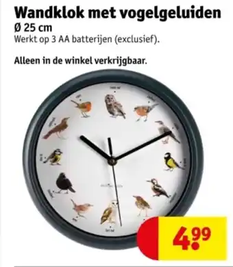 Kruidvat Wandklok met vogelgeluiden aanbieding