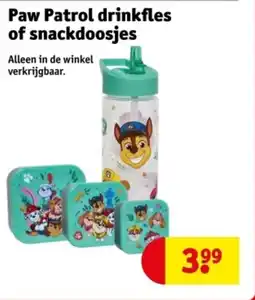 Kruidvat Paw patrol drinkfles of snackdoosjes aanbieding