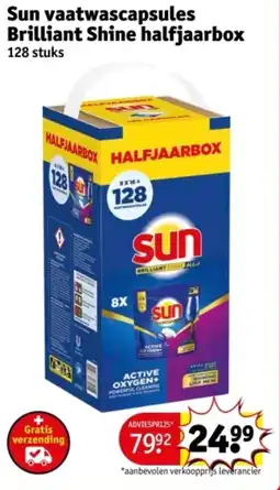 Kruidvat Sun vaatwascapsules brilliant shine halfjaarbox aanbieding