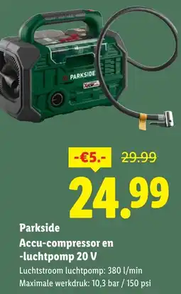 Lidl Parkside Accu-compressor en luchtpomp 20 V aanbieding