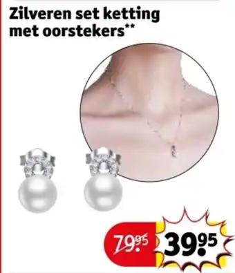 Kruidvat Zilveren set ketting met oorstekers aanbieding