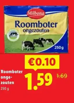 Lidl Roomboter onge zouten aanbieding
