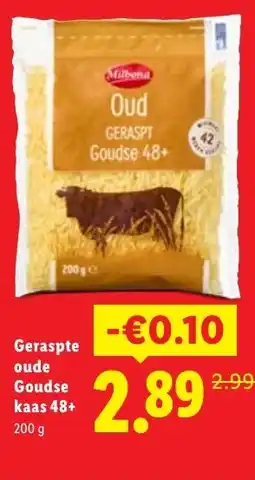 Lidl Geraspte oude goudse kaas 48+ aanbieding