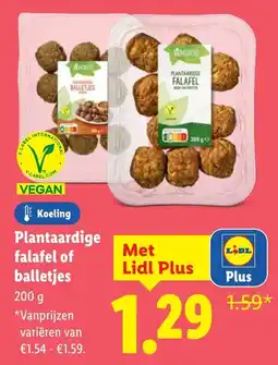 Lidl Plantaardige falafel of balletjes aanbieding