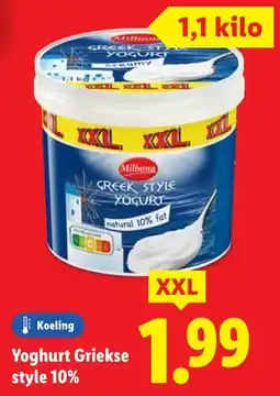 Lidl Yoghurt Griekse style 10% aanbieding