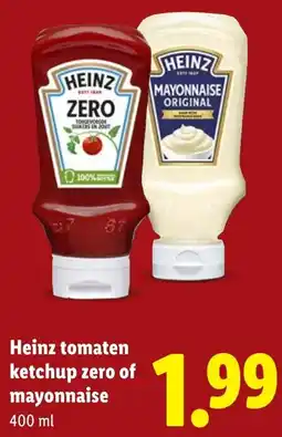 Lidl Heinz tomaten ketchup zero of mayonnaise aanbieding