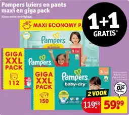 Kruidvat Pampers luiers en pants maxi en giga pack aanbieding