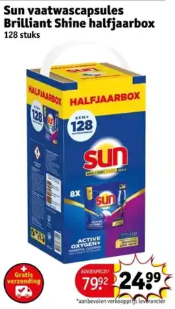 Kruidvat Sun vaatwascapsules Brilliant Shine halfjaarbox aanbieding