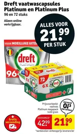 Kruidvat Dreft vaatwascapsules Platinum en Platinum Plus aanbieding
