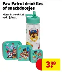 Kruidvat Paw Patrol drinkfles of snackdoosjes aanbieding
