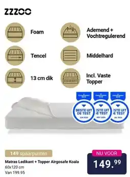Van Asten BabySuperstore Matras Ledikant + Topper Airgosafe Koala aanbieding
