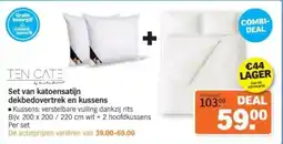 Albert Heijn Set van katoensatijn dekbedovertrek en kussens aanbieding