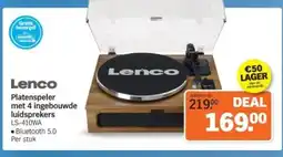 Albert Heijn Lenco Platenspeler met 4 ingebouwde luidsprekers aanbieding