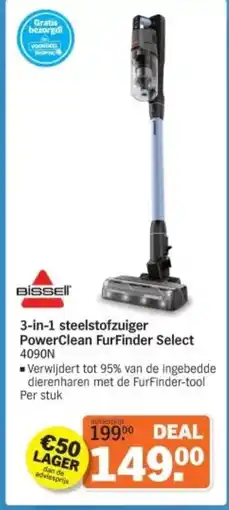 Albert Heijn 3-in-1 steelstofzuiger PowerClean FurFinder Select 4090N aanbieding