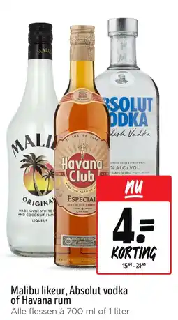 Jumbo Malibu likeur, Absolut vodka of Havana rum aanbieding
