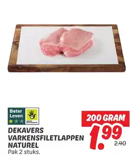 Dekamarkt Dekavers varkensfiletlappen naturel aanbieding
