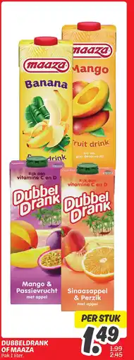 Dekamarkt Dubbeldrank of maaza aanbieding
