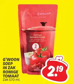Dekamarkt G'woon soep in zak romige tomaat aanbieding