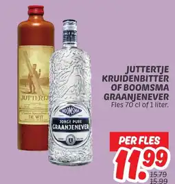 Dekamarkt Juttertje kruidenbitter of boomsma graanjenever aanbieding