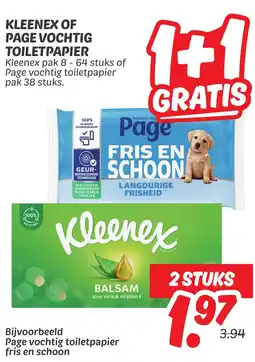Dekamarkt Kleenex of page vochtig toiletpapier aanbieding