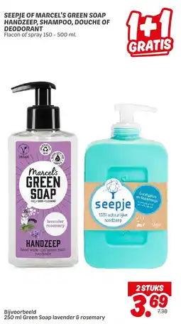 Dekamarkt Seepje of marcel's green soap handzeep, shampoo, douche of deodorant aanbieding