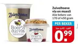 Hoogvliet Zuivelhoeve vla en muesli aanbieding