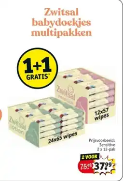 Kruidvat Zwitsal babydoekjes multipakken aanbieding