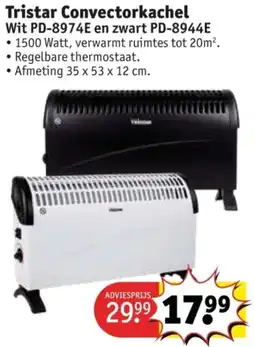 Kruidvat Tristar Convectorkachel Wit PD-8974E en zwart PD-8944E aanbieding