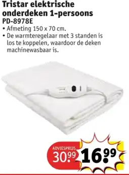Kruidvat Tristar elektrische onderdeken 1-persoons PD-8978E aanbieding