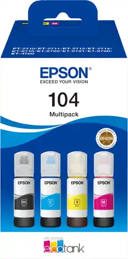 Coolblue Epson 104 Inktflesjes Combo Pack Kleur aanbieding