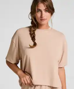 Hunkemoller Hunkemöller Pyjamatop van geborstelde jersey Beige aanbieding