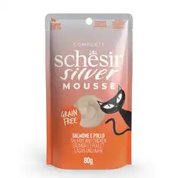 Zooplus 12x80g Schesir Silver Mousse zalm en kip kattensnacks aanbieding