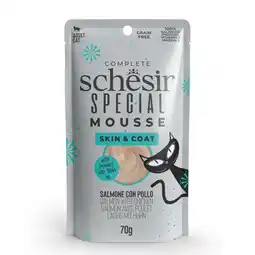 Zooplus 12x70g Schesir Special Skin & Coat zalm met kip nat kattenvoer aanbieding