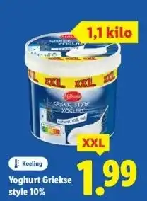 Lidl Yoghurt Griekse style 10% aanbieding