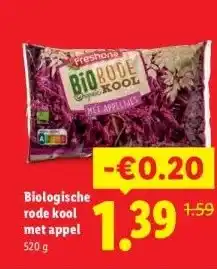 Lidl Biologische rode kool met appel aanbieding