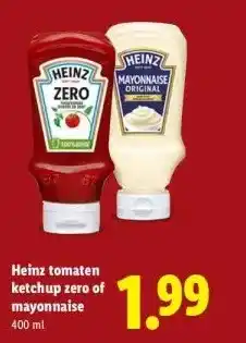 Lidl Heinz tomaten ketchup zero of mayonnaise aanbieding
