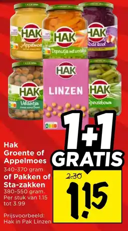 Vomar Voordeelmarkt Veldertjes Groente of Appelmoes of Pakken of Stazakken aanbieding