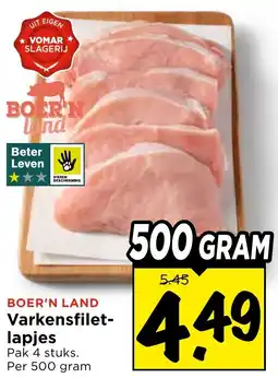 Vomar Voordeelmarkt Boer'n land varkensfiletlapjes aanbieding