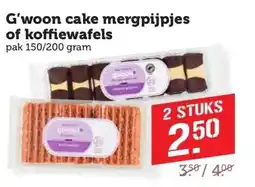 Coop G'woon cake mergpijpjes of koffiewafels aanbieding
