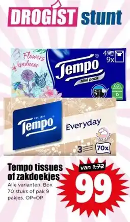 Dirk Tempo tissues of zakdoekjes aanbieding