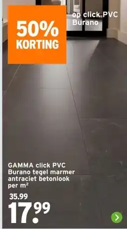 GAMMA GAMMA click PVC Burano tegel marmer antraciet betonlook aanbieding